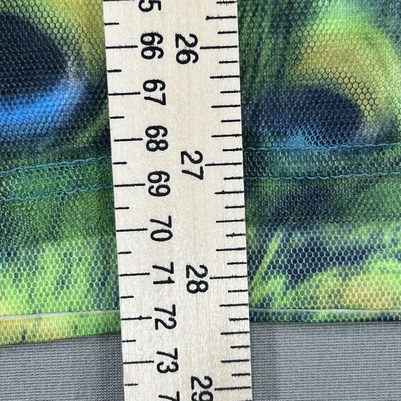 Indigo Soul Top Women's Medium Green Blue Short Sleeve Peacock Mesh Boho Shirt - Picture 8 of 15